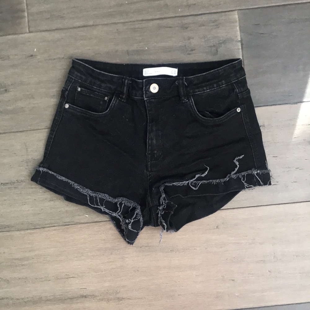 Black washed out shorts